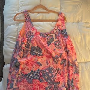 Florin sleeveless reversible top, pink isle, snappy turtle.